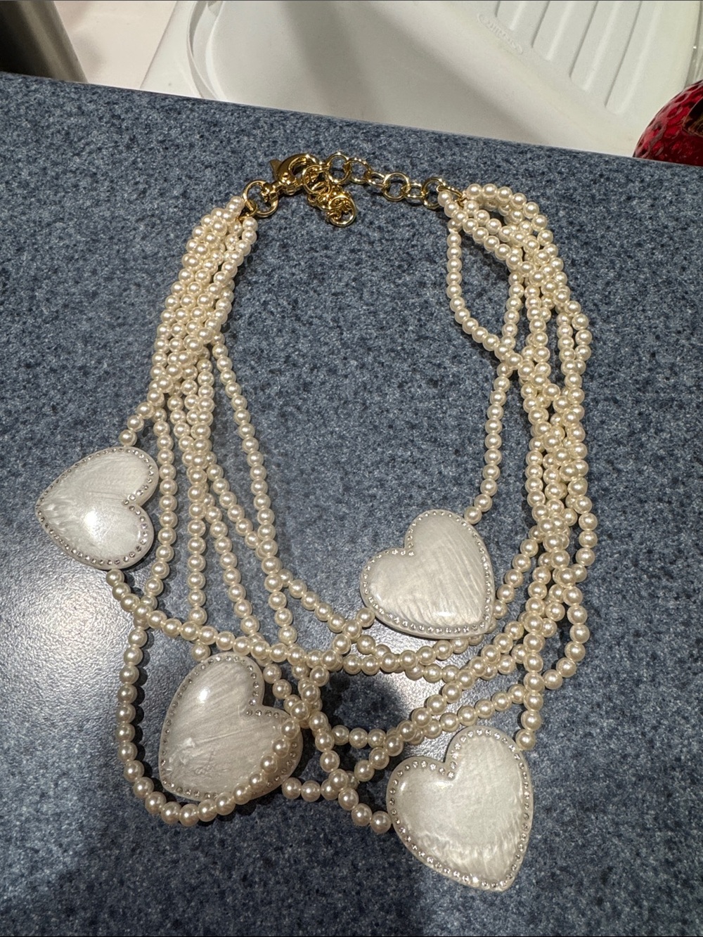 Lilly Pulitzer X Lele Pearl Multi-Strand Heart Statement Necklace